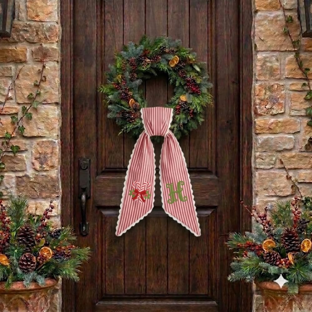 Personalized Christmas Wreath Sash, Custom Monogram Embroidery, 54x5 in - Xmas 04 — photo 7