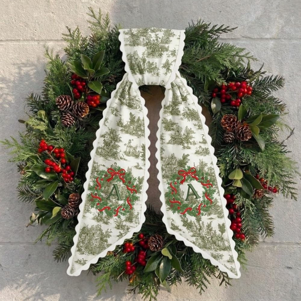 Personalized Christmas Wreath Sash, Custom Monogram Embroidery, 54x5 in - Xmas 12 — photo 5