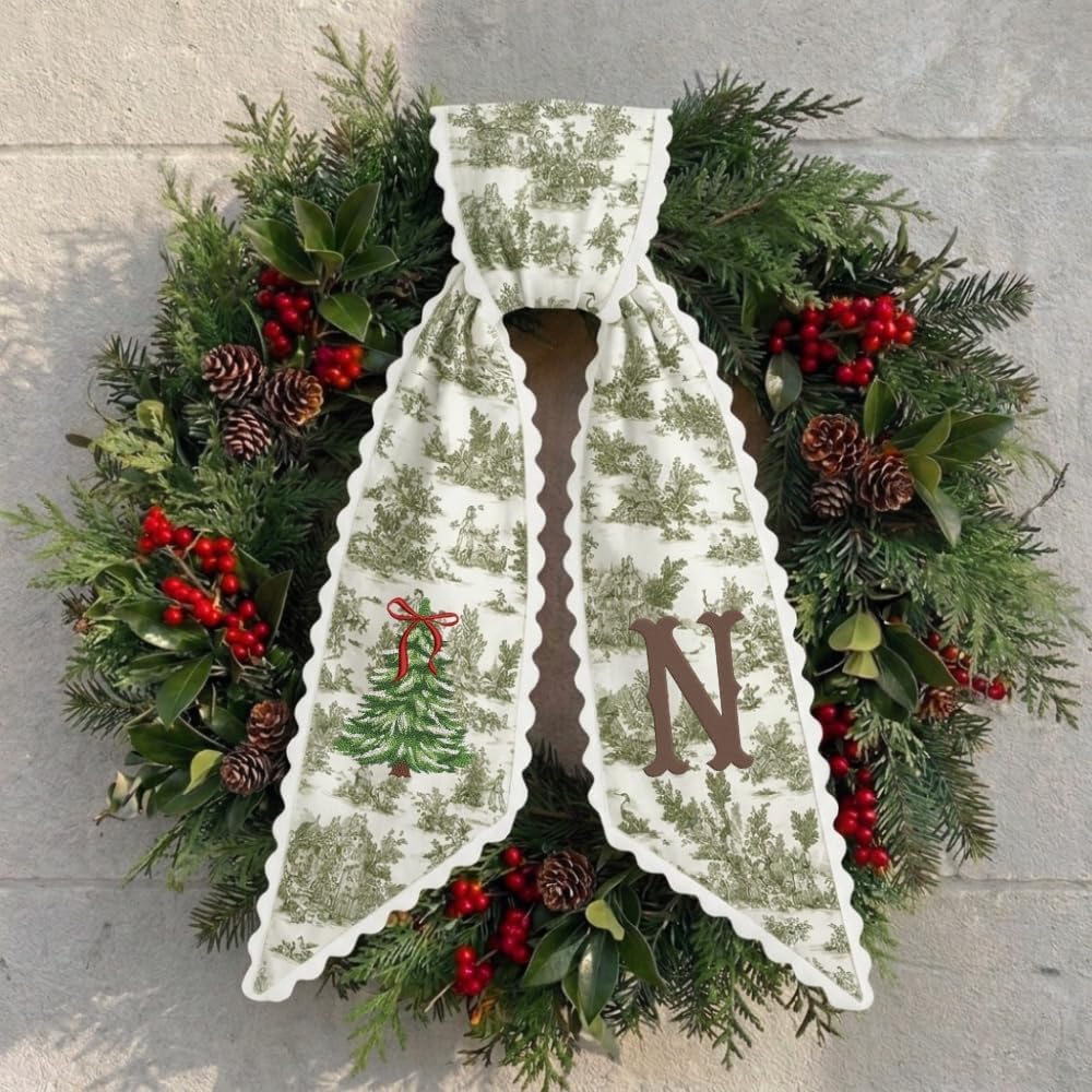 Personalized Christmas Wreath Sash, Custom Monogram Embroidery, 54x5 in - Xmas 11 — photo 7