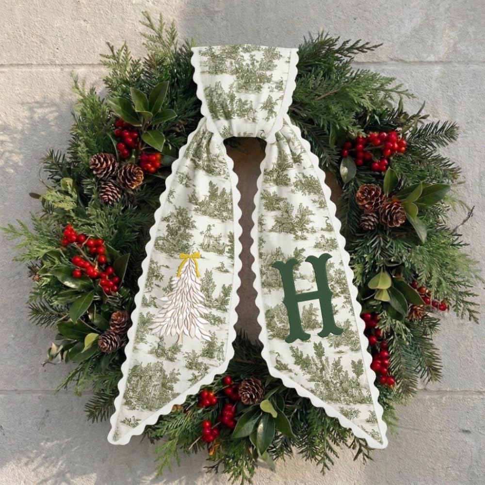 Personalized Christmas Wreath Sash, Custom Monogram Embroidery, 54x5 in - Xmas 09 — photo 6