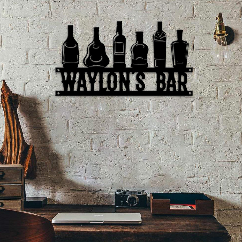 MeMate Wine Bar Sign for Bar Decoration, Indoor Outdoor Bar Decor, Personalized Metal Sign for Bar, Custom Name Signs for Bar, Large Metal Sign for Outside, Home Bar Gifts