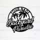 MeMate Metal Backyard Paradise Sign, Personalized Backyard Metal Signs Kitchen Decor, Custom Name Outdoor Plaques