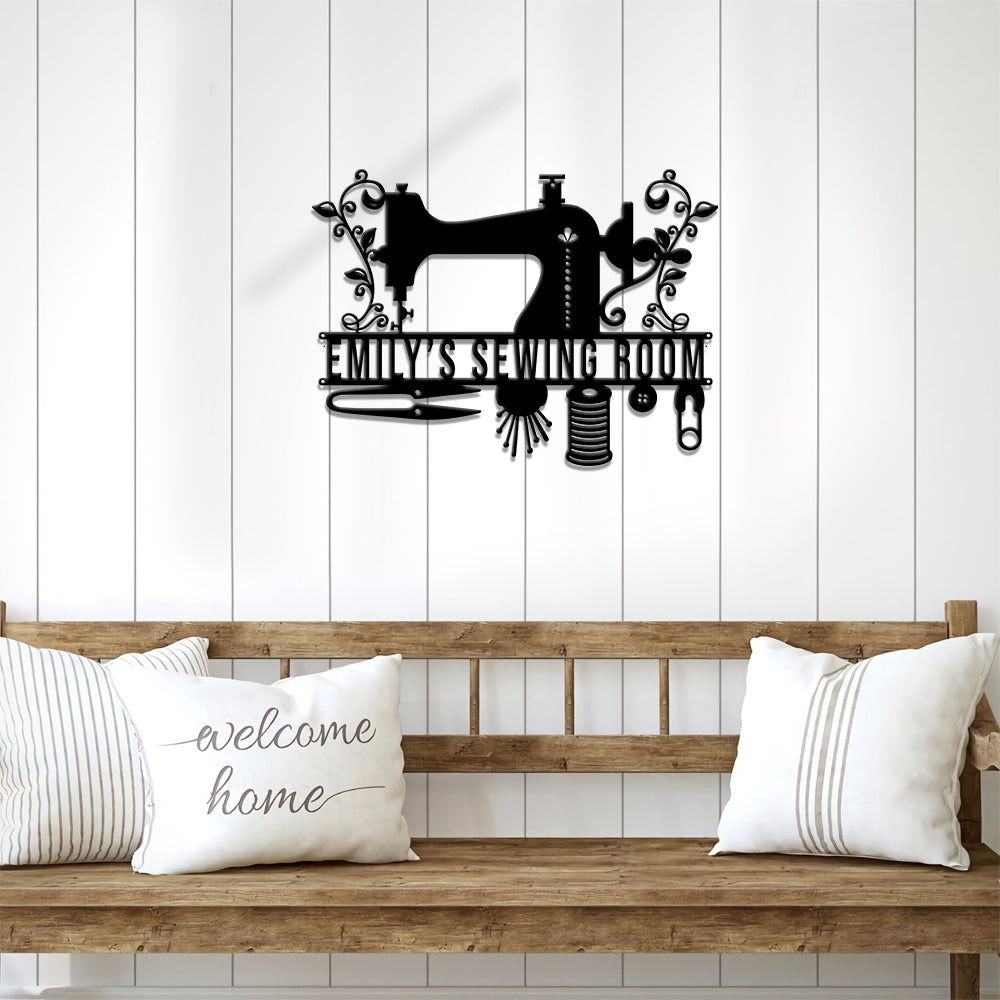 MeMate Sewing Room Sign 5 Sizes for Home Decor, Custom Craft Room Décor Metal Signs for Women, Personalized Sewing Room Signs, Retro Style Craft Room, Vintage Plaque for Sewing Room, Quilting Room Decoration
