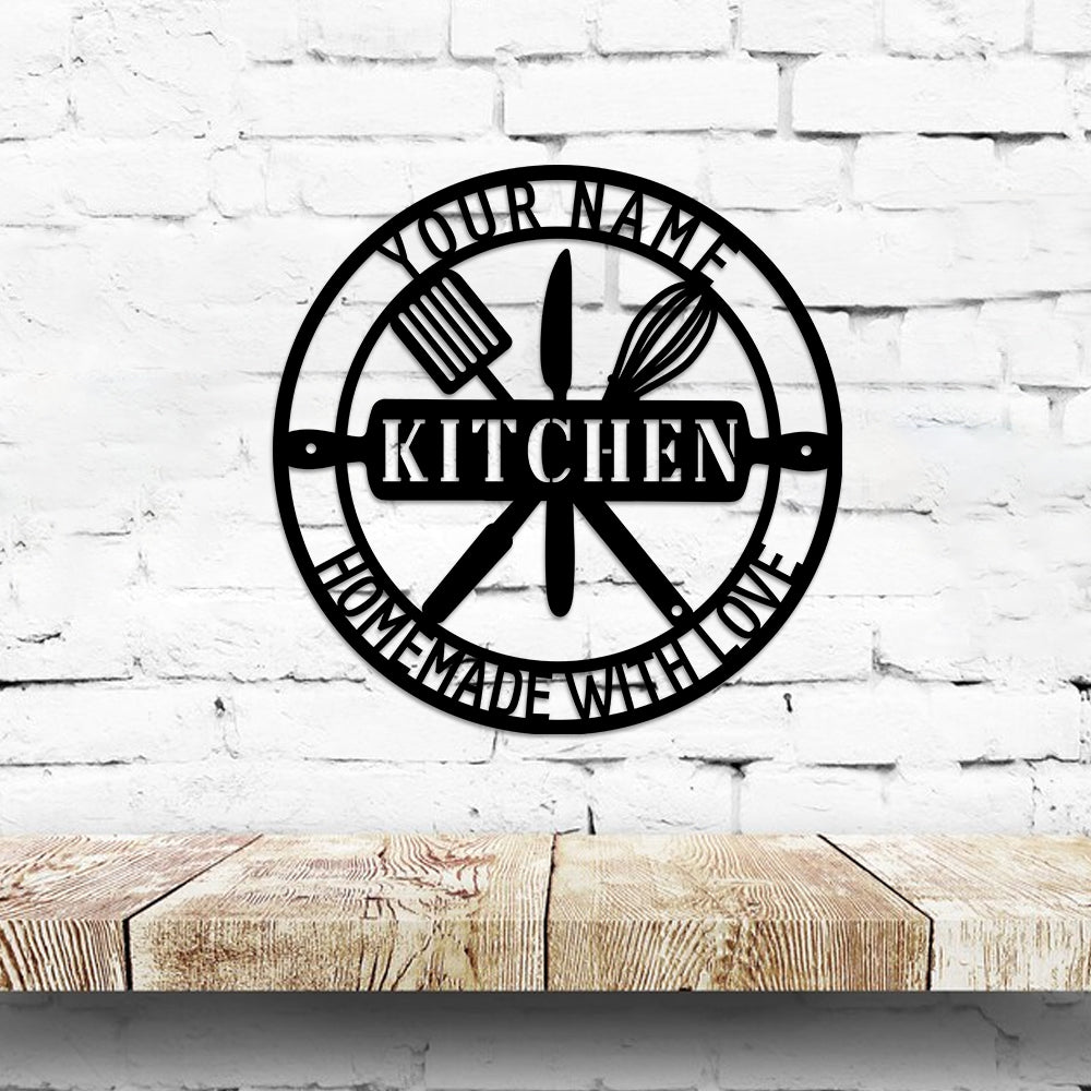 MeMate Kitchen Sign, Personalized Metal Name Signs, Custom Kitchen Sign for Indoor Kitchen Home Wall Décor, Kitchen Signs for Home Decor, Housewarming Gift for Mom Wife Grandmother Friend Family