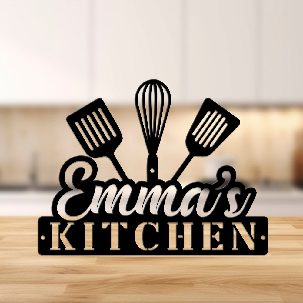 MeMate Kitchen Sign, Personalized Metal Name Signs, Custom Kitchen Sign for Indoor Kitchen Home Wall Décor, Kitchen Signs for Home Decor, Housewarming Gift for Mom Wife Grandmother Friend Family