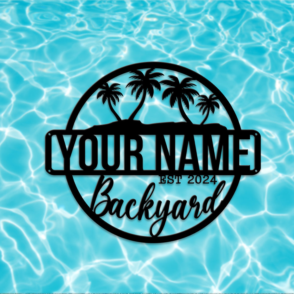 MeMate Backyard Paradise Sign, Patio Sign Outdoor Decor, Personalized Name Metal Sign for Backyard, Custom Name Signs for Backyard, Large Metal Sign for Outside, Housewarming Gifts…