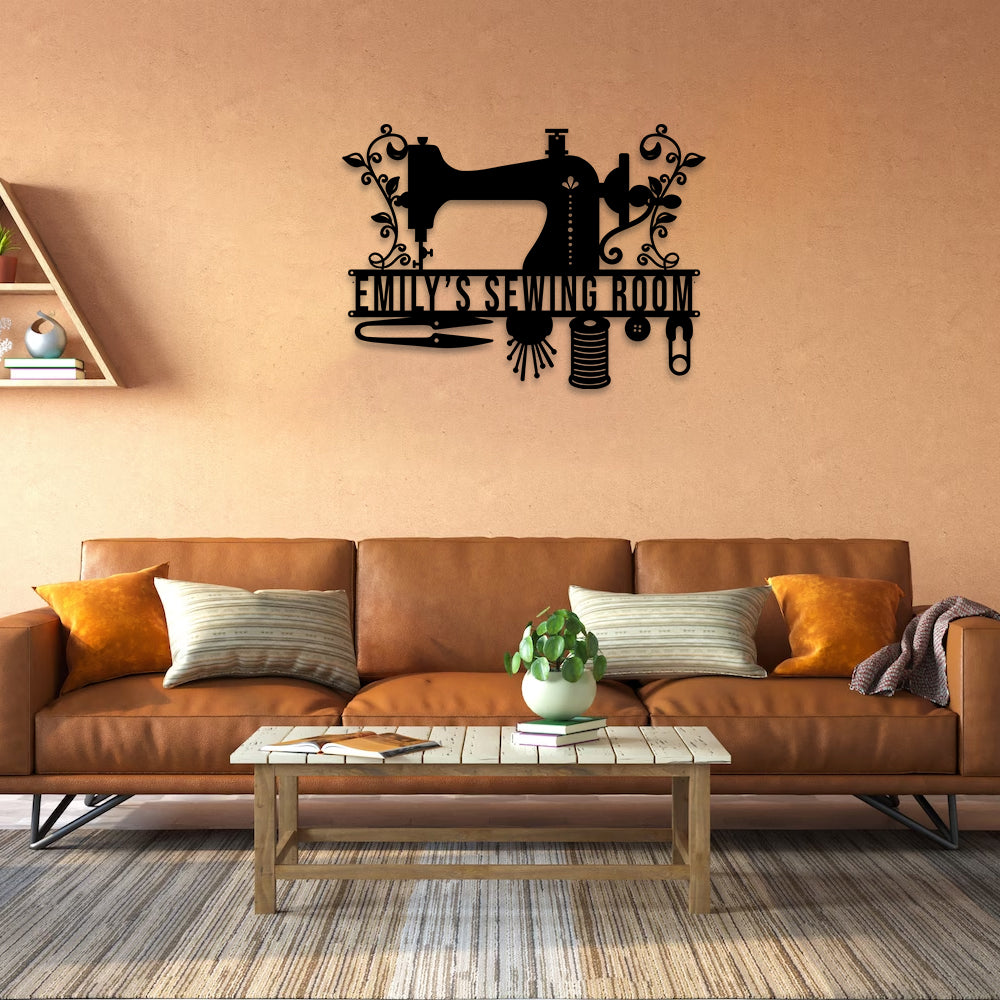 MeMate Sewing Room Sign 5 Sizes for Home Decor, Custom Craft Room Décor Metal Signs for Women, Personalized Sewing Room Signs, Retro Style Craft Room, Vintage Plaque for Sewing Room, Quilting Room Decoration