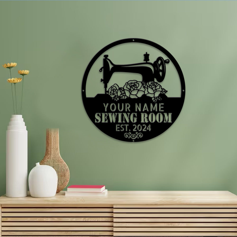 MeMate Metal Sewing Room Sign 5 Sizes for Home Decor, Quilting Room Decoration, Personalized Sewing Room Door Signs, Custom Sewing Room Décor for Women, Retro Style Craft Room, Vintage Plaque for Sewing Room