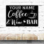 MeMate Coffee & Wine Bar Sign for Bar Decoration, Outdoor Bar Decor, Personalized Metal Sign for Coffee & Bar, Custom Name Signs for Coffee Bar, Large Metal Sign for Outside, Home Bar Gifts