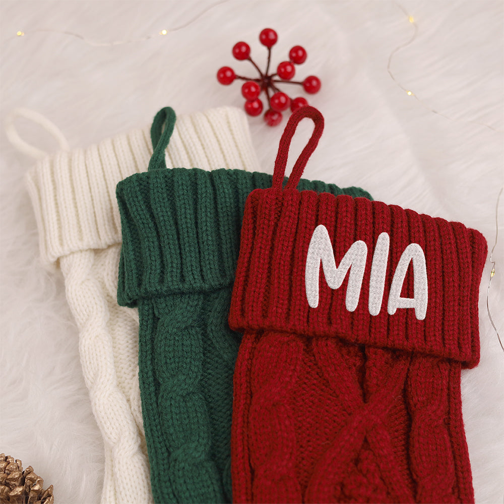 MeMate Christmas Stockings 2024, Embroidered Christmas Stocking, Personalized Christmas Stocking with Name, Custom Knitted Stockings, Family Christmas Stockings, Holiday Stockings