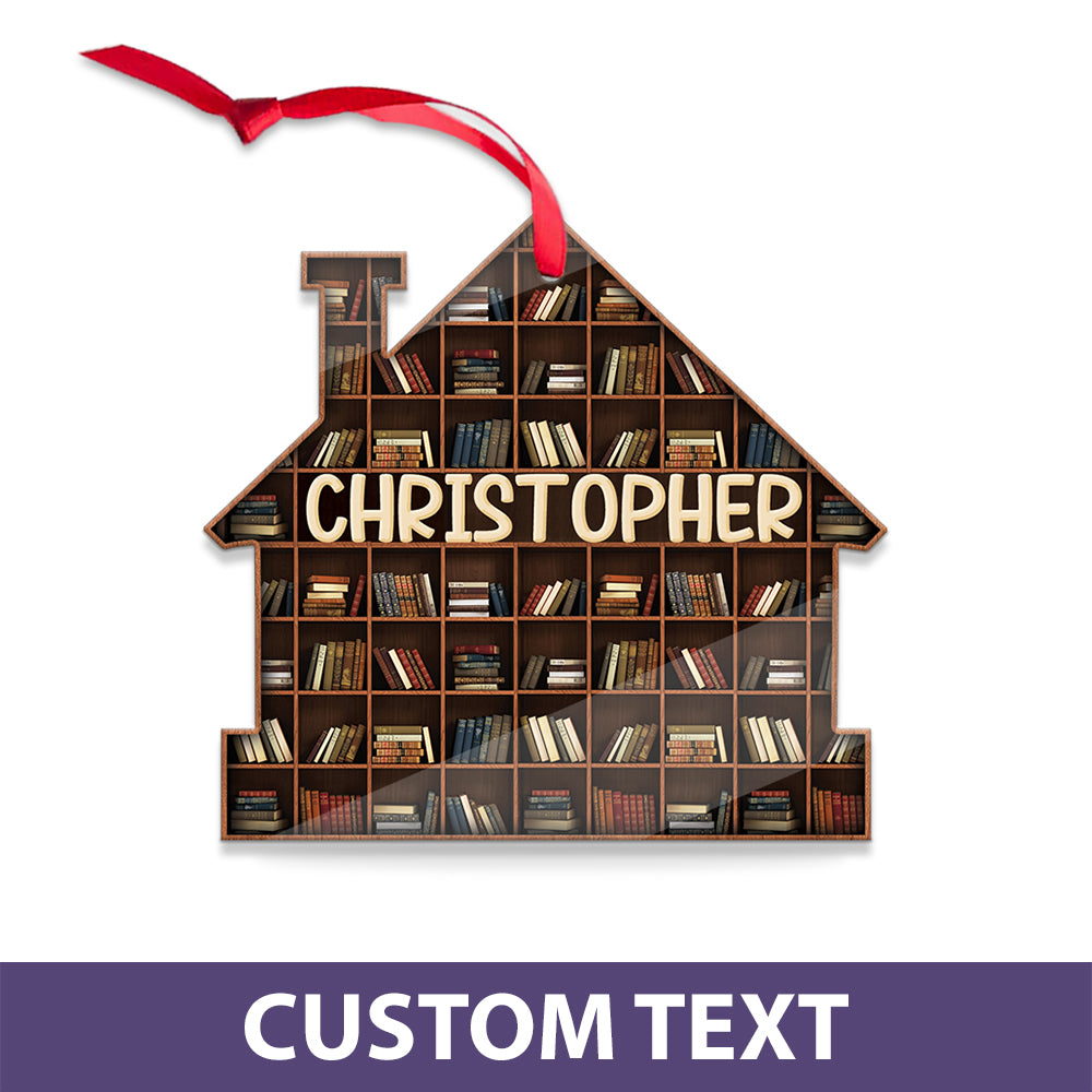 MeMate Personalized Book Ornaments, Custom Name and Book Lovers, Flat Printed Acrylic Ornament Not 3D, Booklovers Ornament, Book Christmas Ornaments Keepsake Decoration for Book Club Family Friends
