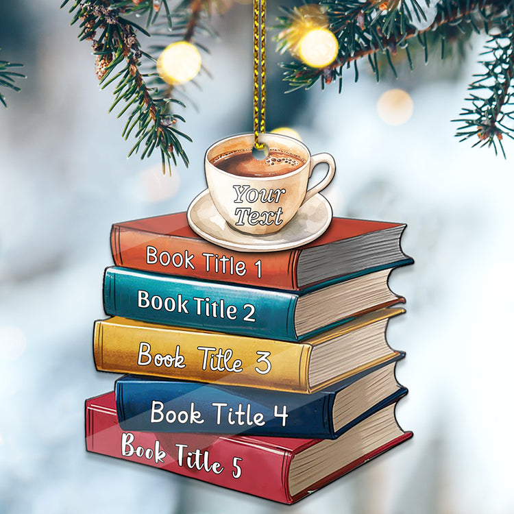 MeMate Personalized Book Ornament, Custom Name and Books Title, Flat Printed Acrylic Ornament Not 3D, Booklovers Ornament, Book Christmas Ornaments Keepsake Decoration for Book Club Family Friends