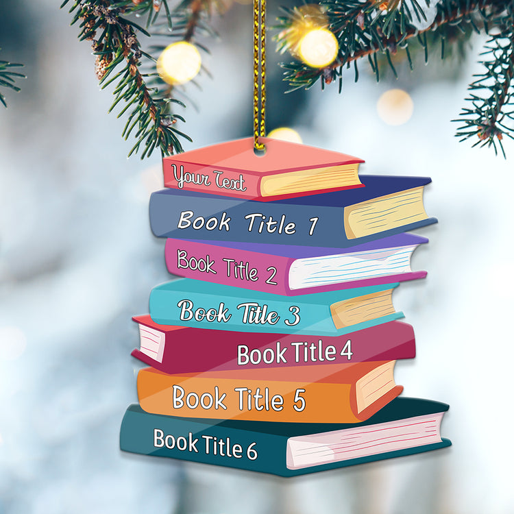 MeMate Personalized Book Ornaments, Custom Name Book Lovers Ornament, Booklovers Ornament for Christmas Tree, Books Christmas Ornaments Keepsake Decoration for Book Club Family Friends