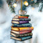 MeMate Custom Name and Books Title, Personalized Book Ornament, Flat Printed Acrylic Ornament Not 3D, Booklovers Ornament, Book Christmas Ornaments Keepsake Decoration for Book Club Family Friends