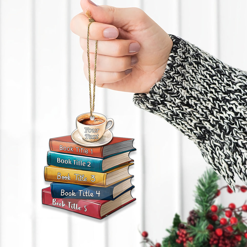 MeMate Personalized Book Ornament, Custom Name and Books Title, Flat Printed Acrylic Ornament Not 3D, Booklovers Ornament, Book Christmas Ornaments Keepsake Decoration for Book Club Family Friends