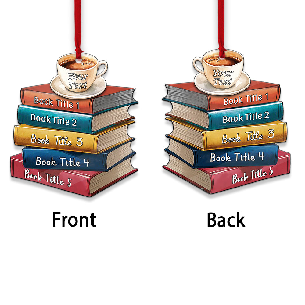 MeMate Personalized Book Ornament, Custom Name and Books Title, Flat Printed Acrylic Ornament Not 3D, Booklovers Ornament, Book Christmas Ornaments Keepsake Decoration for Book Club Family Friends