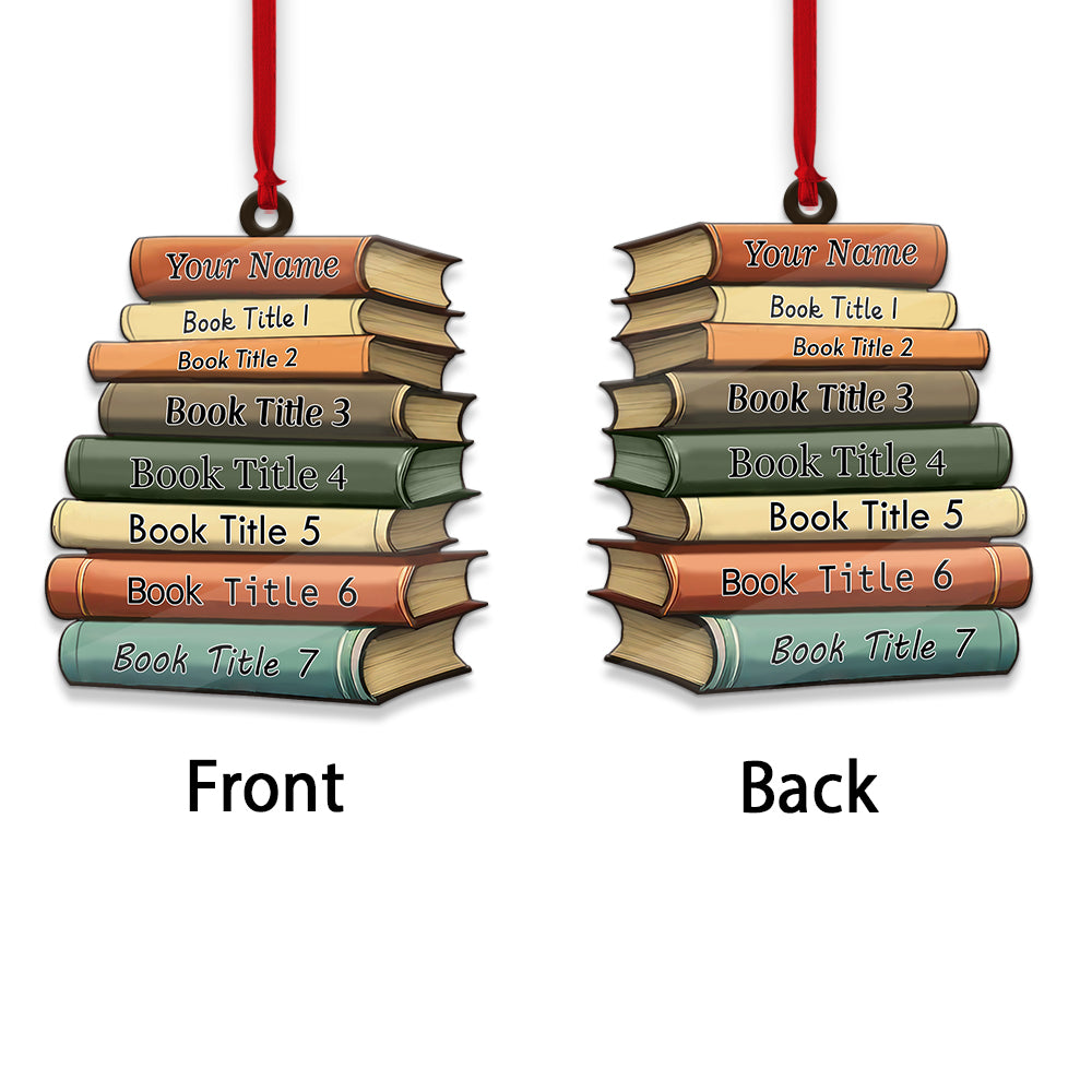 MeMate Personalized Book Ornament, Custom Name and Books Title, Flat Printed Acrylic Ornament Not 3D, Booklovers Ornament, Book Christmas Ornaments Keepsake Decoration for Book Club Family Friends