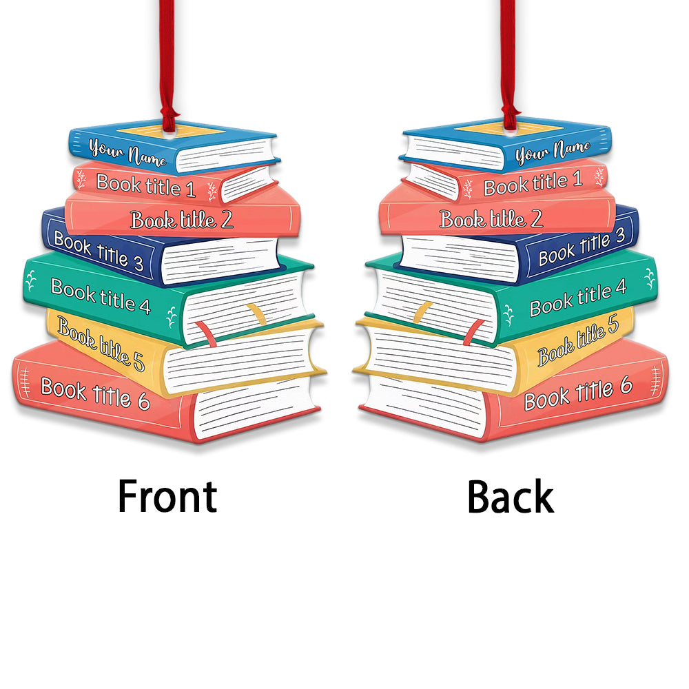 MeMate Personalized Book Ornament, Custom Name and Books Title, Flat Printed Acrylic Ornament Not 3D, Booklovers Ornament, Book Christmas Ornaments Keepsake Decoration for Book Club Family Friends