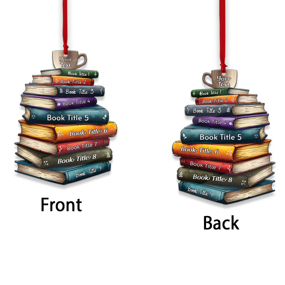 MeMate Custom Name and Books Title, Personalized Book Ornament, Flat Printed Acrylic Ornament Not 3D, Booklovers Ornament, Book Christmas Ornaments Keepsake Decoration for Book Club Family Friends