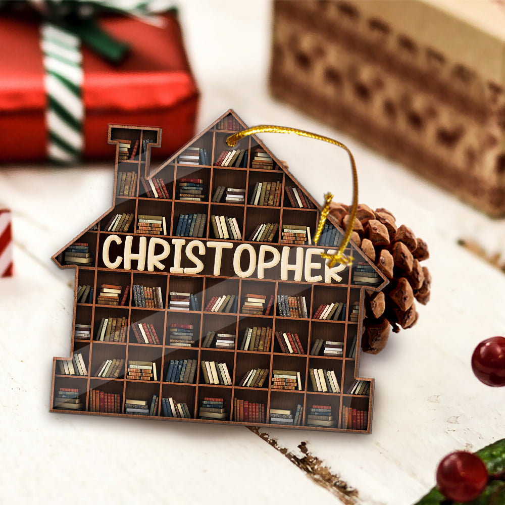 MeMate Personalized Book Ornaments, Custom Name and Book Lovers, Flat Printed Acrylic Ornament Not 3D, Booklovers Ornament, Book Christmas Ornaments Keepsake Decoration for Book Club Family Friends