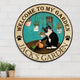 MeMate Personalized Garden Wooden Signs Outdoor with Cat - Custom Name Round Rustic Wood Printed Plaque for Garden Decor and Accessories, Backyard, Farmhouse, Family Friends