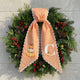 Fall Wreath Sash Bow, Personalized Initial Wreath Sashes 54x5 in, Autumn Wreath Ribbon for Front Door, Monogram Garland Accessories, Farmhouse Door Wreath Decor, Pumpkins Monogram Embroidered Sash