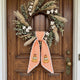 Fall Wreath Sash Bow, Personalized Initial Wreath Sashes 54x5 in, Autumn Wreath Ribbon for Front Door, Monogram Garland Accessories, Farmhouse Door Wreath Decor, Pumpkins Monogram Embroidered Sash