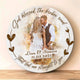 MeMate Personalized Couple Photo and Name Printed Wooden Sign Hanging Wall Decor - Custom Art Painting Round Rustic Wood Plaque Accessories for Couples Anniversary, Newlyweds, Valentines Day