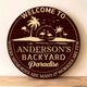 MeMate Backyard Sign, Patio Sign and Decor Outdoor - Personalized Wooden Name Signs for Porch Deck Kitchen Home Wall Decor - Round Chilling and Grilling BBQ Vintage Wood Signs, Housewarming Gifts for Family Friends