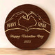MeMate Custom Wooden Couple Sign Hanging Wall Decor - Personalized Anniversary Signs - Round Rustic Wood Plaque Accessories for Couples, Newlyweds, Valentines Day