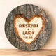 MeMate Custom Couple Name Anniversary Date Printed Wooden Sign Hanging Wall Decor - Personalized Signs for Couple - Tree Round Rustic Wood Plaque Accessories for Couples, Newlyweds, Valentines Day