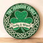 MeMate Personalized Wooden Name Signs for Family - Shamrock Round Printed Wood Sign - Lucky and Blessed Family Wall Hanging for Living Room, Table, Porch on St Patrick's Day