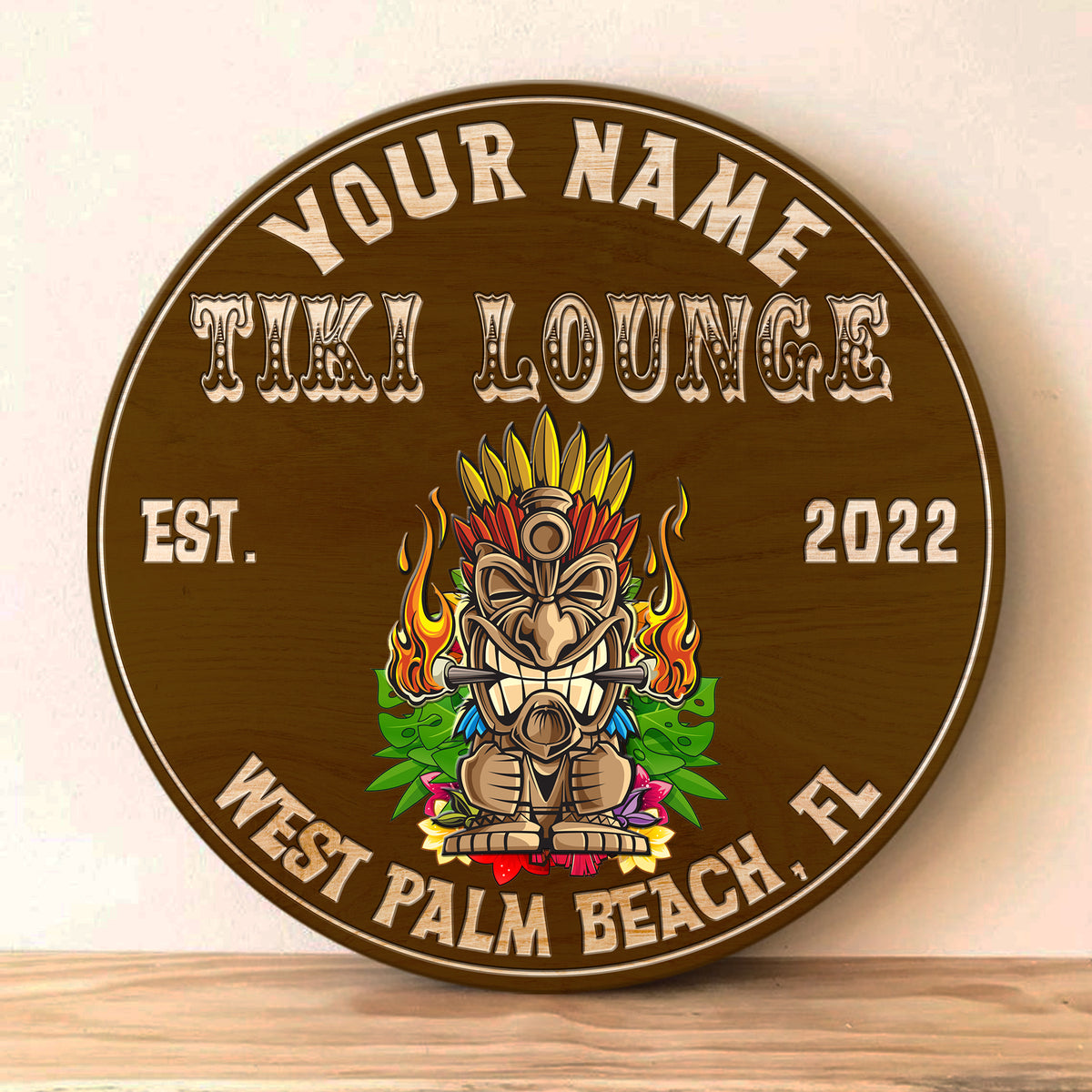 MeMate Tiki Bar Signs Personalized Name Color Wooden Sign Outdoor, Tiki Bar Decor, Customized Tiki Sign, Tiki Lounge Decorations for Wall, Wood Plaque for Backyards Patio Housewarming Gifts