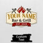 MeMate Metal BBQ Signs, Bar and Grill Sign to Personalize, Personalized Barbecue Metal Signs Kitchen Decor, Custom Name Outdoor Plaques, Rustic Decorations for Man Cave