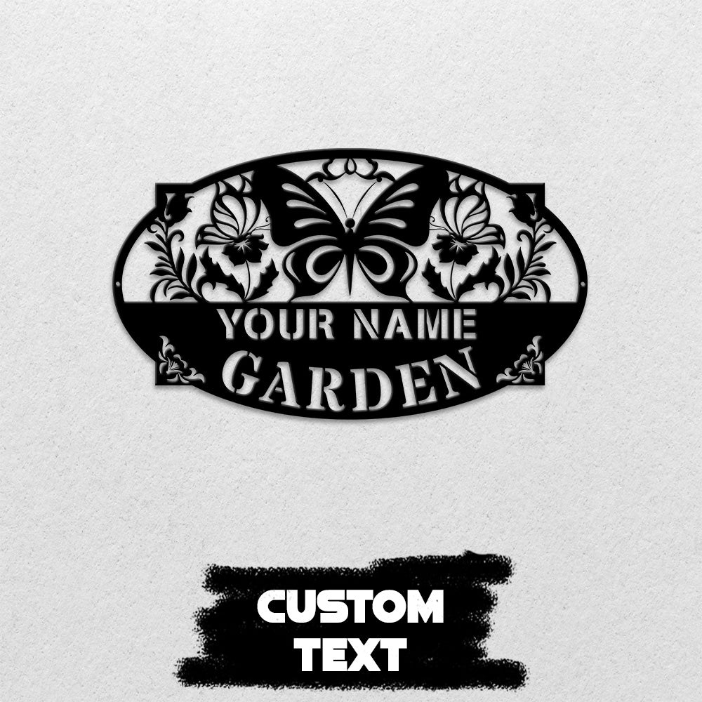 MeMate Personalized Metal Garden Sign for Garden, Custom Name Signs for Garden, Porch, Deck, Love Grows Here Garden Sign
