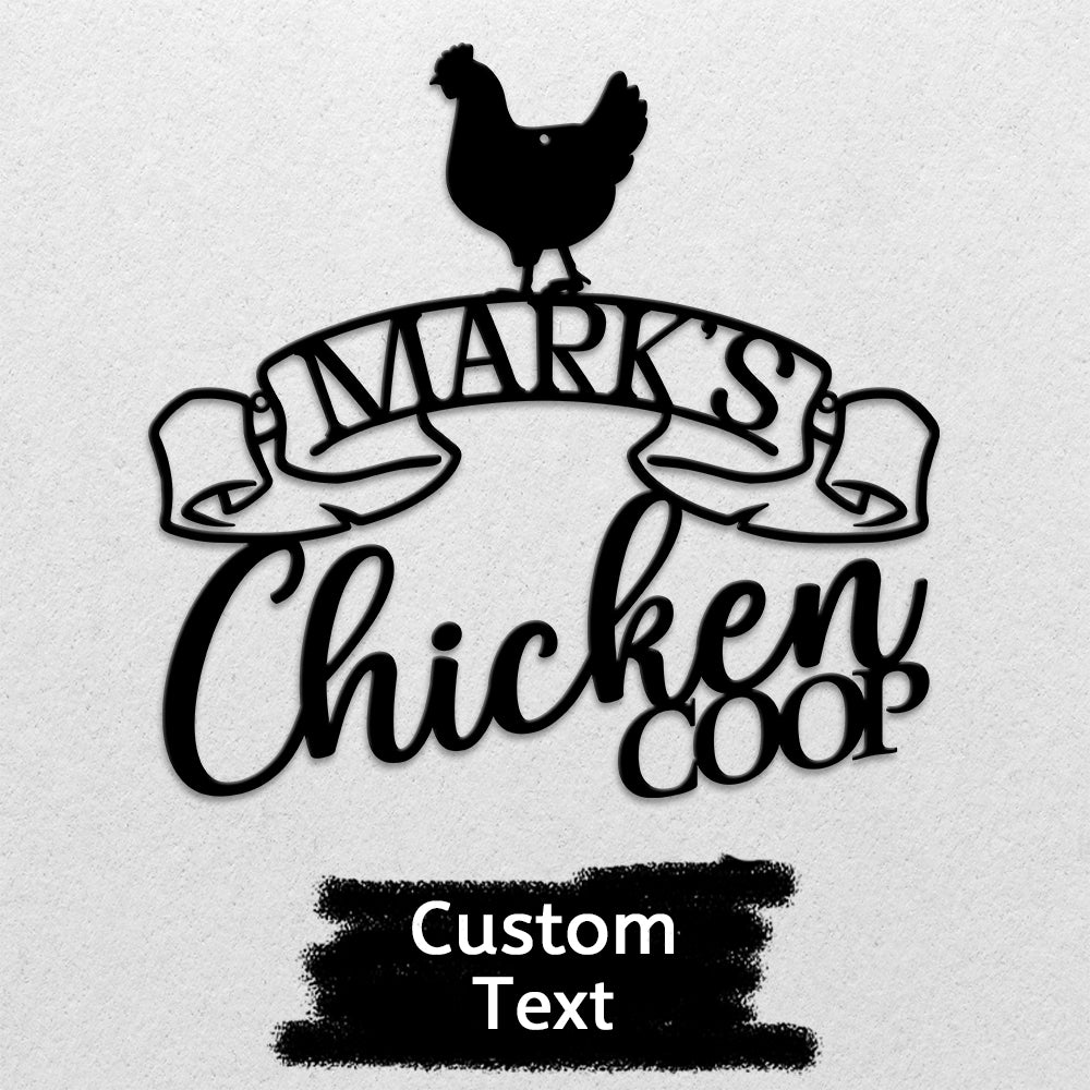 MeMate Personalized Name Sign for Chicken Coops, Chicken Coop Signs for Farmhouse Decoration, Hen House Decor, Metal Signs Outdoor Decor, 8-24 inches Large Metal Sign, Farm Sign, Housewarming Gifts