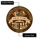 MeMate Tiki Bar Sign – Tiki Lounge Decor - Personalized Wooden Name Sign for Poolside, Patio, Backyard, Beach Party Decors – Custom Year Tiki Bar Rustic Round Printed Wood Signs Wall Hanging Decorative
