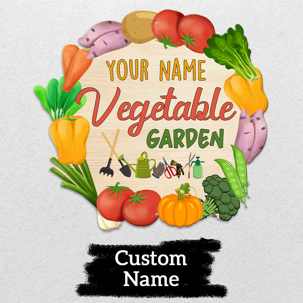 MeMate Vegetable Garden Signs, Personalized Metal Signs, Garden Sign to Personalize, Large Sign for She Shed, Customized Name Wall Art for Garden Outdoor Decor, Personalized Outdoor Plaque