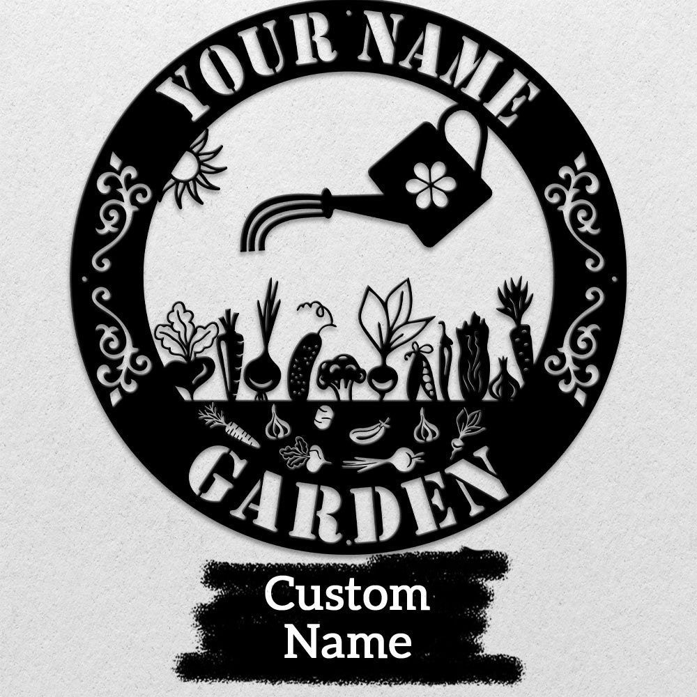 MeMate Personalized Metal Sign for Garden, Flowers Garden Sign Metal, Custom Name Signs for Garden, Potting Shed, Porch, Deck, Large Metal Garden Sign