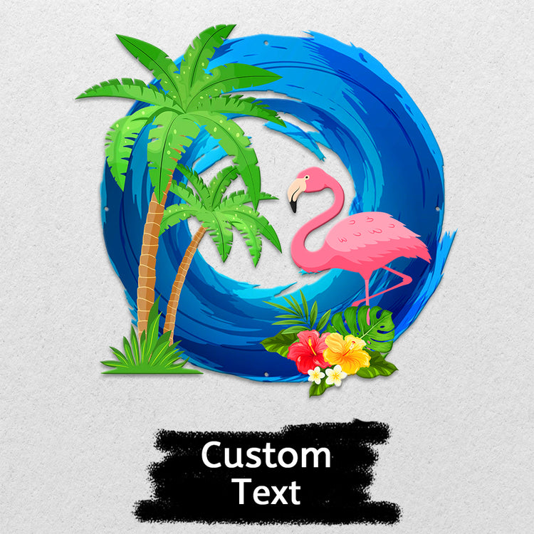 MeMate Pink Flamingo Sign Decor, Outdoor Décor for Backyard, Patio, Pool, Kitchen, Lounge, Flamingo Outdoor Sign, Metal Sign Housewarming Gift for Family Friend