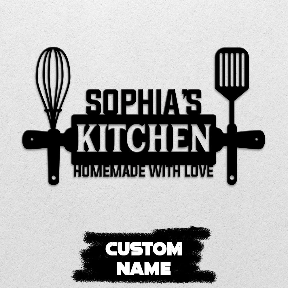 MeMate Kitchen Sign, Personalized Metal Name Signs, Custom Kitchen Sign for Indoor Kitchen Home Wall Décor, Kitchen Signs for Home Decor, Housewarming Gift for Mom Wife Grandmother Friend Family