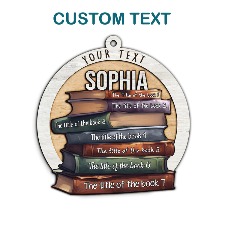 MeMate Book Lovers Christmas Ornament, Personalized Book Ornament, Custom Name Books Title, 3D Wooden 2 Layers Booklovers Ornament, Book Christmas Keepsake Decoration for Book Club Family Friends