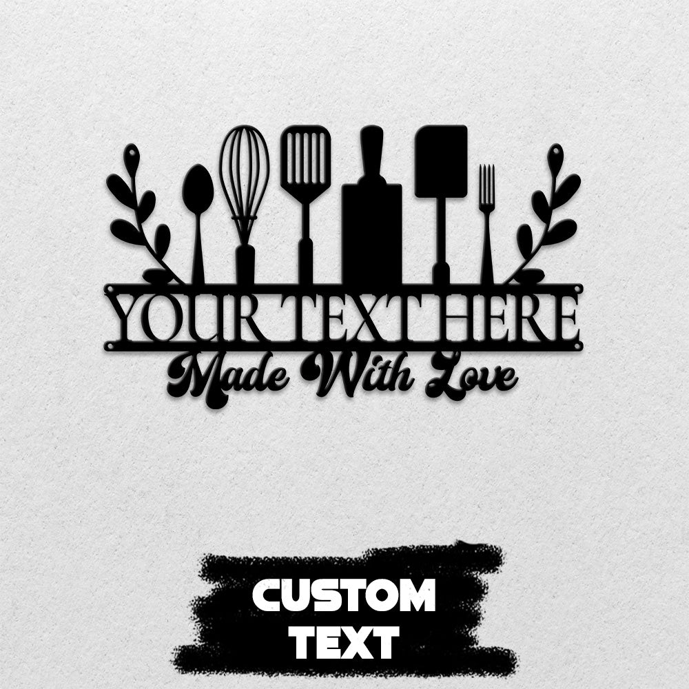MeMate Kitchen Sign, Personalized Metal Name Signs, Custom Kitchen Sign for Indoor Kitchen Home Wall Décor, Kitchen Signs for Home Decor, Housewarming Gift for Mom Wife Grandmother Friend Family