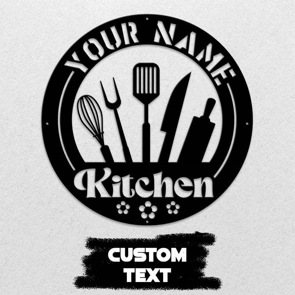 MeMate Kitchen Sign, Personalized Metal Name Signs, Custom Kitchen Sign for Indoor Kitchen Home Wall Décor, Kitchen Signs for Home Decor, Housewarming Gift for Mom Wife Grandmother Friend Family