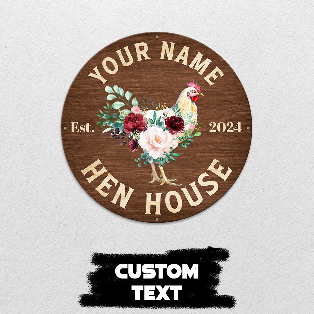 MeMate Chicken Coop Signs for Farmhouse Decoration, Hen House Decor, Metal Signs Outdoor Decor, Personalized Name Sign for Chicken Coops, 8-24 inches Large Metal Sign, Farm Sign, Housewarming Gifts