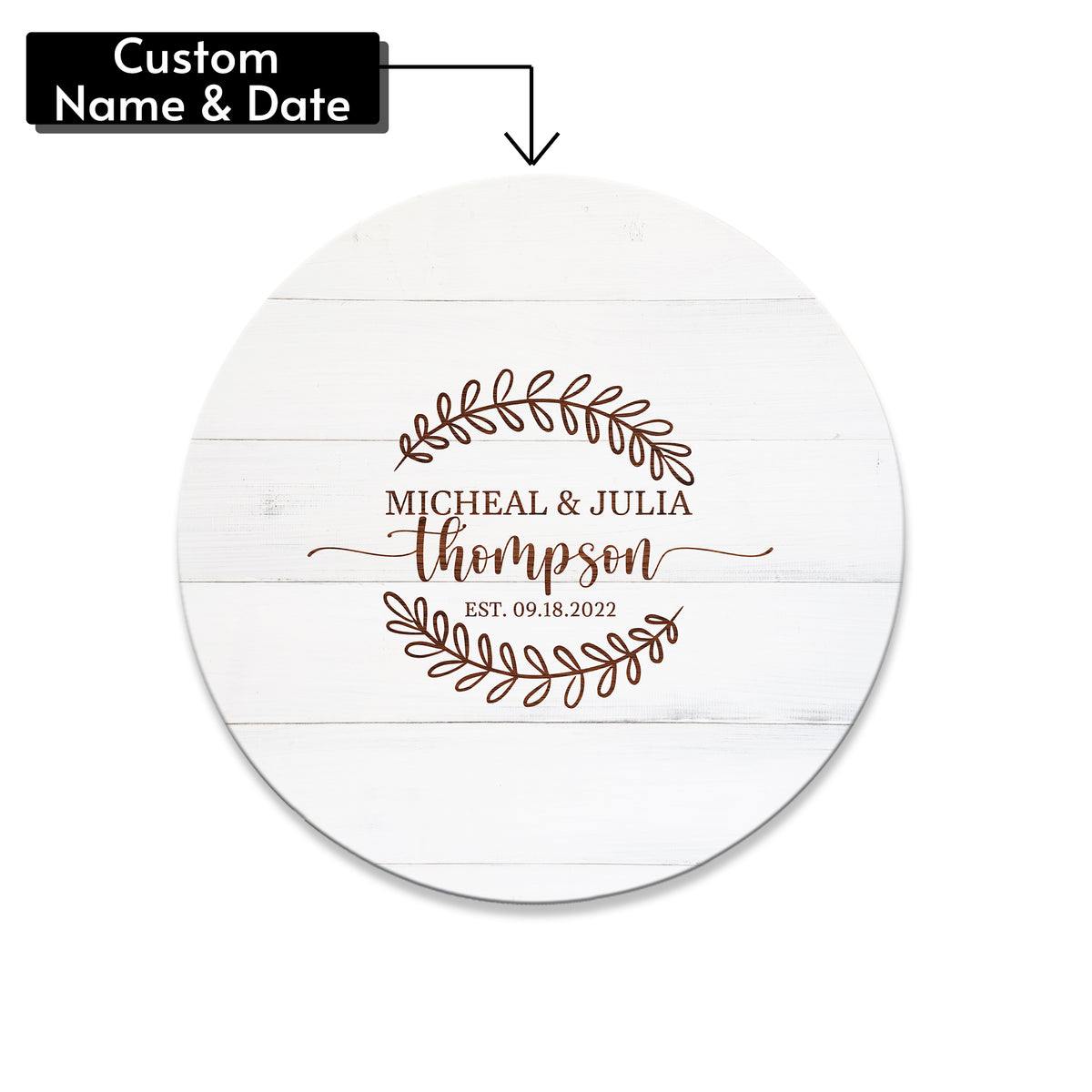 Memate Wedding Guestbook Alternative, Wedding Guest Books Personalized Family Name and Wedding Date, Wooden Wedding Sign Board for Signature, Rustic Round Wooden Wedding Sign
