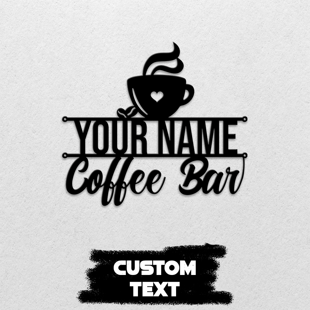 MeMate Coffee Bar Sign for Bar Decoration, Outdoor Bar Decor, Personalized Metal Sign for Coffee & Bar, Custom Name Signs for Coffee Bar, Large Metal Sign for Outside, Home Bar Gifts
