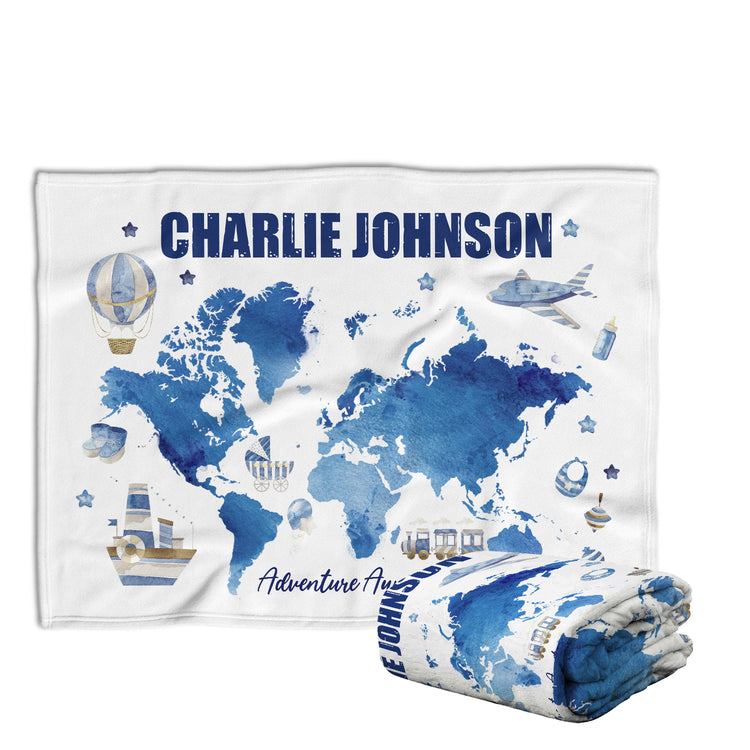 Baby Boy Blankets, Personalized Baby Blankets for Boys, Blue Baby Blanket, Custom Baby Blankets with Name, Swaddle Blanket, Plush Blankets for Son Grandson Newborn Toddlers Kids