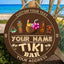 MeMate Custom Tiki Bar Sign - Personalized Wooden Name Sign for Tiki Lounge, Backyard, Patio, Beach Bar, Party Decors - Vintage Rustic Round Printed Wood Signs Wall Hanging Decorative