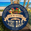 MeMate Tiki Bar Sign – Tiki Lounge Decor - Personalized Wooden Name Sign for Poolside, Patio, Backyard, Beach Party Decors – Custom Year Tiki Bar Rustic Round Printed Wood Signs Wall Hanging Decorative